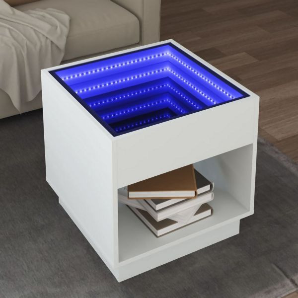 vidaXL Couchtisch mit Infinity-LED Weiß 50x50x50 cm, 847651