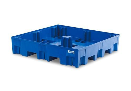 DENIOS Regalwanne aus Polyethylen (PE), ohne Gitterrost, 1235 x 1235 x 275 mm, 216659