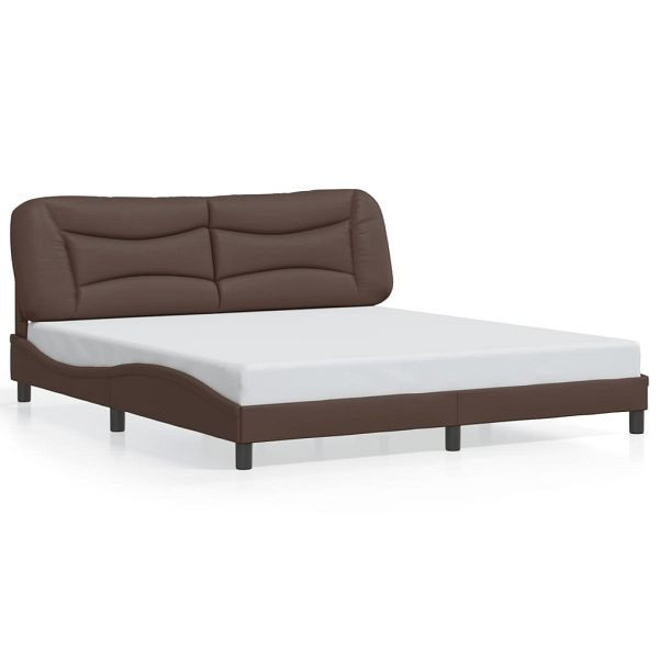 vidaXL Bettgestell mit LED Braun 180x200 cm Kunstleder, 3213950