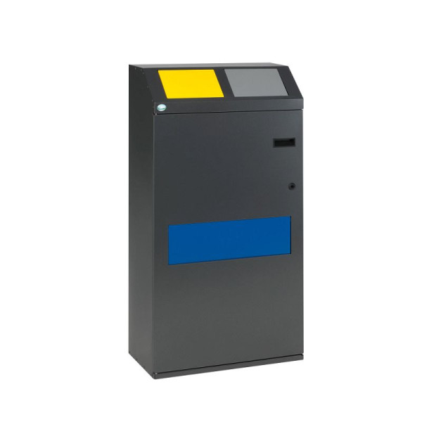 STEIN HGS Wertstoffsammelstation WSS 115, 3 Stück, Wertstoffsammelstation WSS 115 3-fach, Eisenglimmer, Verkehrsgelb, silber, enzianblau, 82066.0001