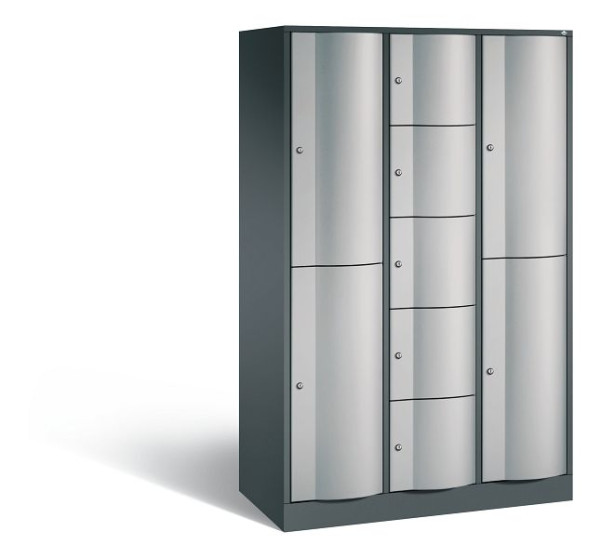 C+P Schließfachschrank Resisto, 9 Fächer, H1950xB1148xT540 mm, Anthrazit/Weißalu, 8070-3720 S10047