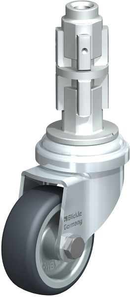 Blickle LRA-TPA 50G-E03 Apparate-Lenkrolle mit Expander, Thermoplastisches Gummi-Elastomer, Grau, 603514