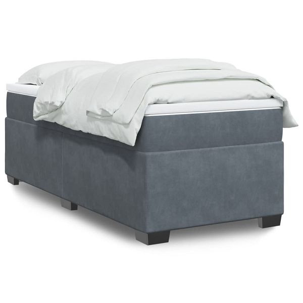 vidaXL Boxspringbett mit Matratze Dunkelgrau 100x200 cm Samt, 3285264
