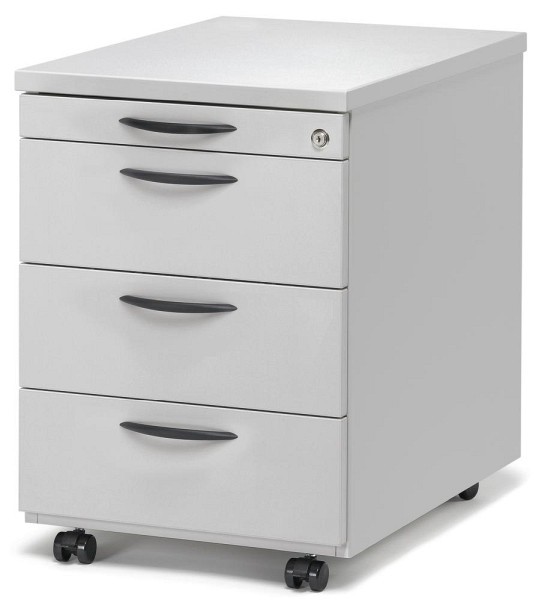 Deskin Rollcontainer MULTI M, Dekor lichtgrau, B 435 x H 590 x T 600 mm, 3 Schübe, 290664