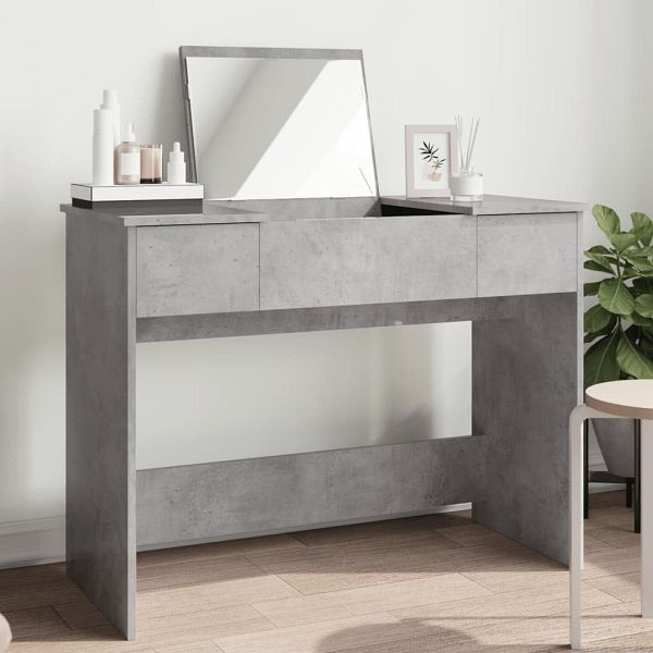 vidaXL Schminktisch mit Spiegel Betongrau 100x45x76 cm, 840698