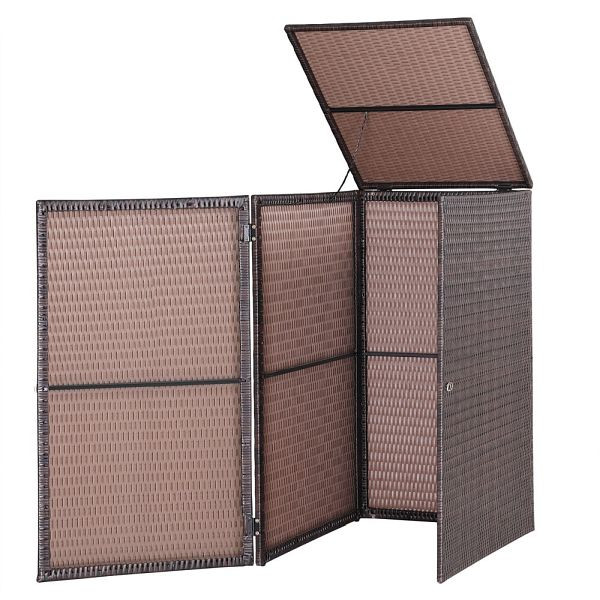 casaria Polyrattan Mülltonnenbox Braun 115x65x80cm, 108120