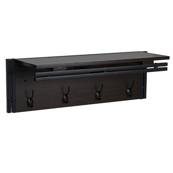 Mendler Wandgarderobe HWC-A27, Garderobe Regal, 4 Haken 24x75x24cm 3D-Struktur, dunkelbraun, 75034