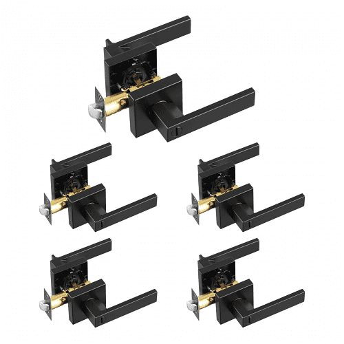 VEVOR 5er Set mattschwarze Türgriffe für links/rechts, mit Schloss, 45°-Öffnung, quadratisch, für Schlafzimmer/Badezimmer, YSMJSBSFX5J01ZEGHV0