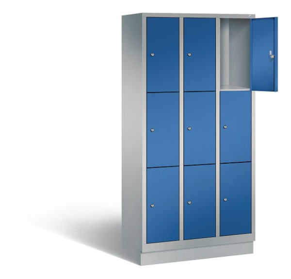 C+P Schließfachschrank Evolo, H1800xB900xT500mm, Farbe: Weißaluminium / Enzianblau, 48020-303 S10227
