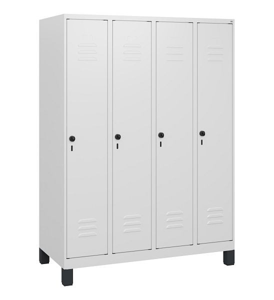 C+P Umkleidespind Classic PLUS, Füße, 4 Abteile, 1630x1200x500mm, 9016/9016, Drehriegel, 0800105-40 S10014