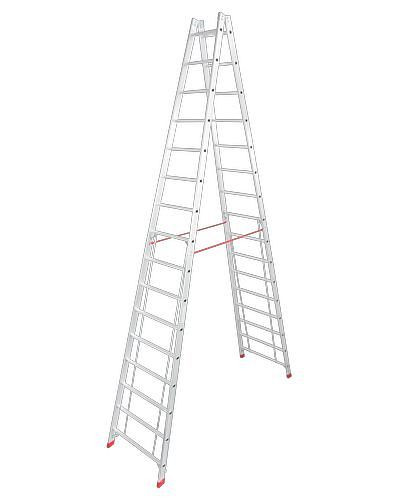 Krause Sprossen Doppelleiter, Aluminium, 2 x 16 Sprossen, 257479