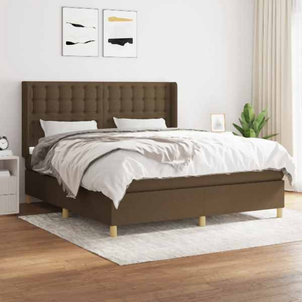 vidaXL Boxspringbett mit Matratze Dunkelbraun 160x200 cm Stoff, 3132324