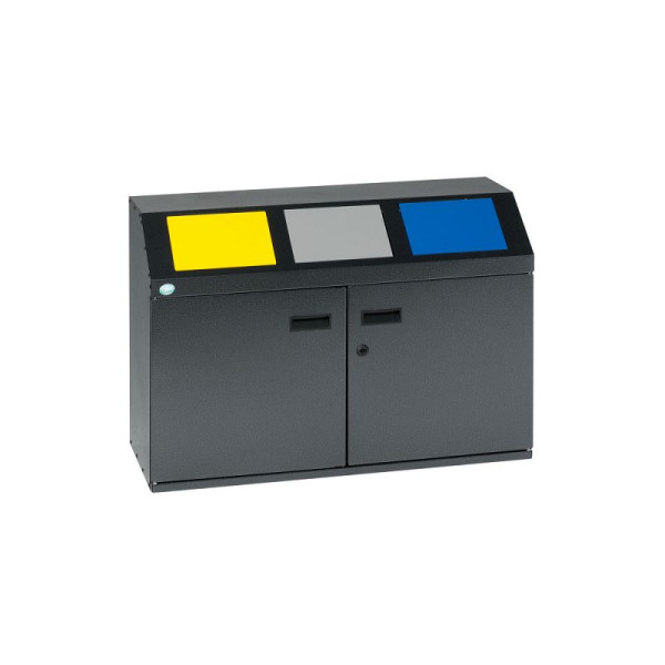 STEIN HGS Wertstoffsammelstation WSS 50 E, Antiksilber, Verkehrsgelb (RAL 1023), silber, enzianblau (RAL 5010), 82067.0001