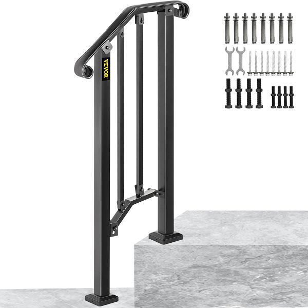 VEVOR Treppengeländer Handlauf Eingangsgeländer für 1 oder 2 Treppen, LTFS1H2BHSTL00001V0