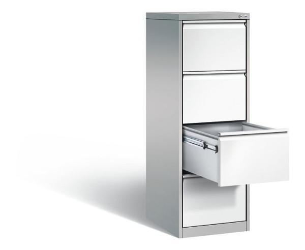 C+P Hängeregistraturschrank Acurado, H1357xB433xT590mm, Farbe: Weißaluminium / Verkehrsweiß, Griffleiste, 12434-311 S10118