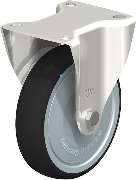 Blickle BX-PATH 125KD-FK Edelstahl-Bockrolle mit Anschraubplatte, Thermoplastisches Polyurethan, Grau, 847090