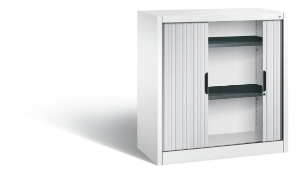 C+P Sideboard mit Rollladen Omnispace, H1030xB1000xT420mm, Farbe: Verkehrsweiß / Weißaluminium, Griffmulde, 2 OH, 3242-00 S10206