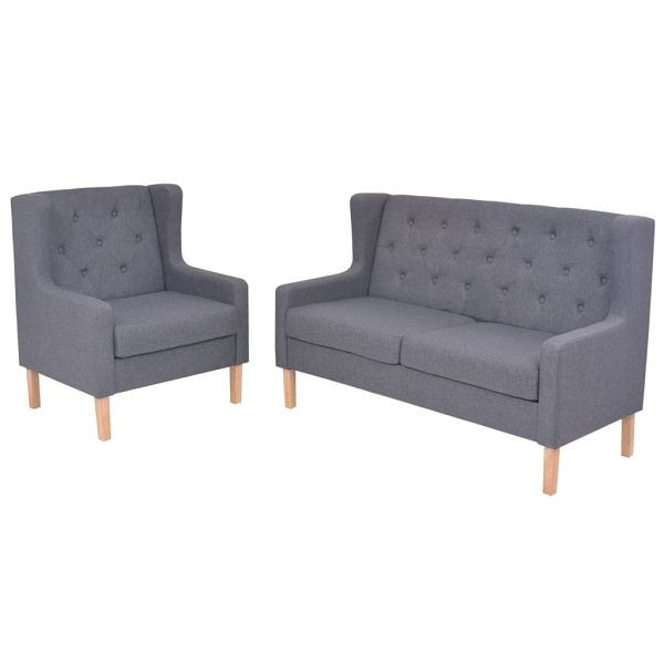 vidaXL 2-teilig Sofa-Set Stoff Grau, 274932, 8718475590057