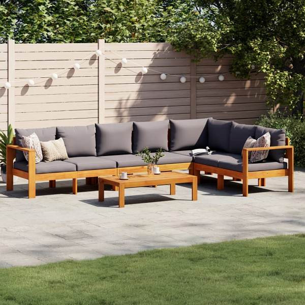 vidaXL 5-tlg. Garten-Sofagarnitur mit Kissen Massivholz Akazie, 3214863