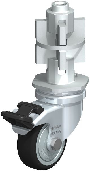Blickle LRA-PATH 50K-FI-FK-E07 Apparate-Lenkrolle mit Expander & Feststeller, Thermoplastisches Polyurethan, Grau, 848553