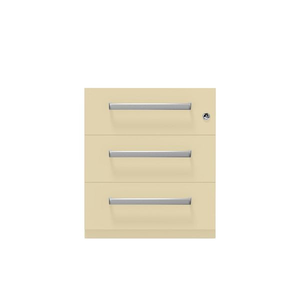 Bisley Rollcontainer Note™, 3 Schubladen, Tiefe 775 mm, Designgriff, 606 creme, NWH79M7BBB606