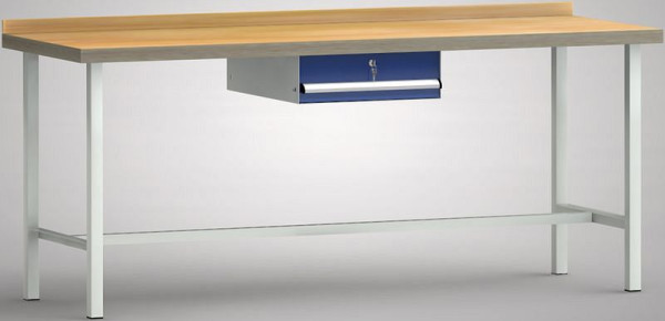 KLW Standard-Werkbank - 2000 x 700 x 840 mm L x T x H, mittig 1 Einzelschublade 150 mm Fh-EA, WS001N-2000M40-E7003