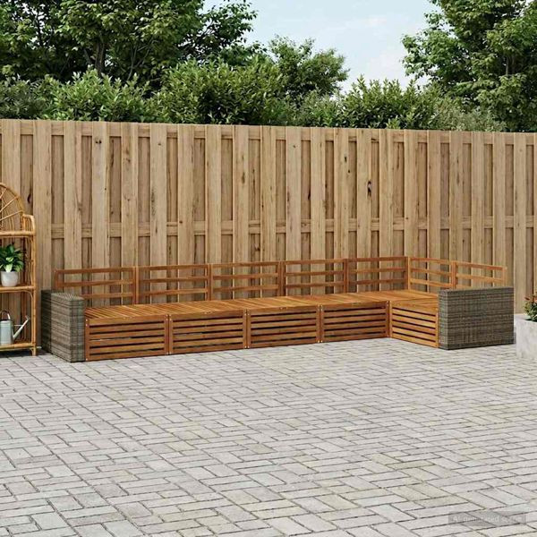 vidaXL Outdoor-Sofagarnitur 6-teilig Natur 402 x 172,5 x 73 cm, 3383427