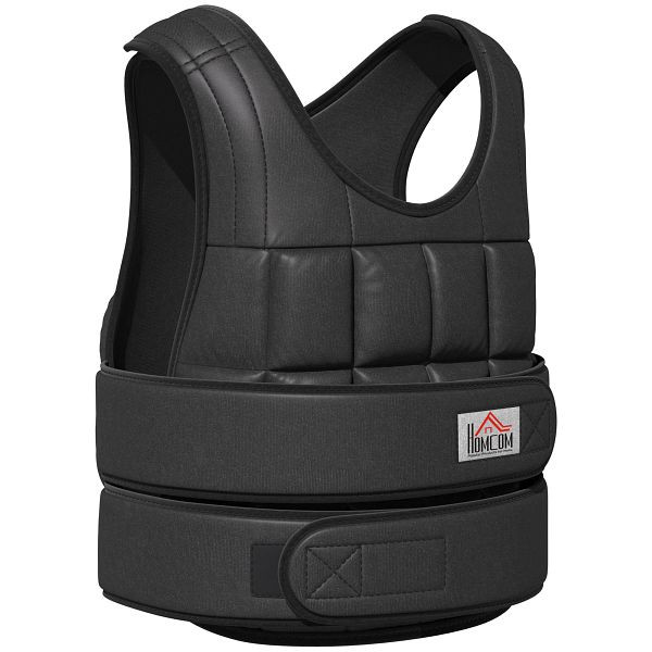 HOMCOM 30 kg Gewichtsweste Trainingsweste mit 35 Gewichtssäcke Verstellbar Krafttraining Fitness Oxford Metall Schwarz 60 x 50 cm, A93-049