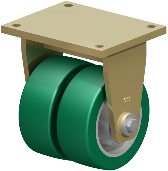 Blickle BSD-GST 202K Stahlgeschweißte Schwerlast-Doppel-Bockrolle, Blickle Softhane®, Grün, 754216