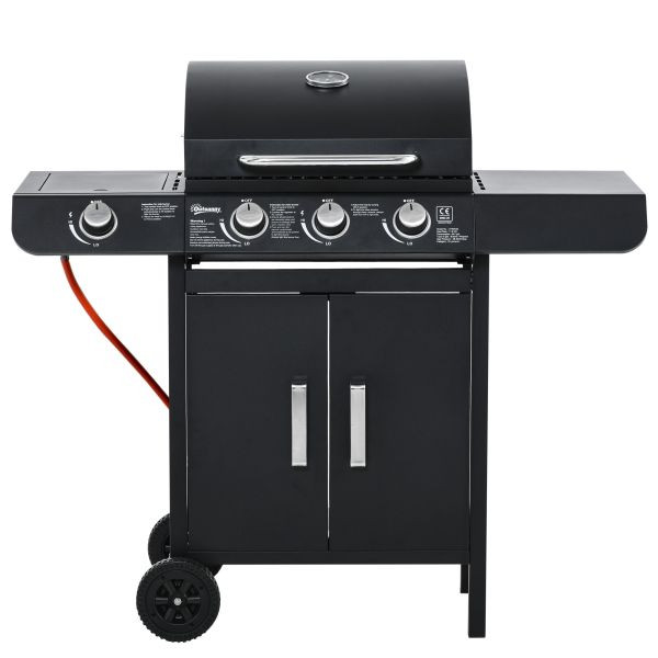 Outsunny Gasgrill BBQ Schrank Multifunktion Metall Schwarz 110 x 50 x 100 cm, 846-064V90