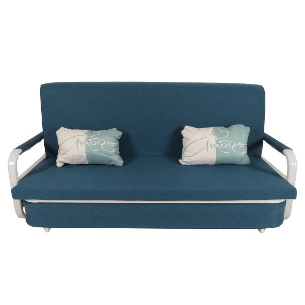 Mendler Schlafsofa HWC-M83, Schlafcouch Couch Sofa, Schlaffunktion Bettkasten Liegefläche, 190x185cm, Stoff/Textil dunkelblau, 105532