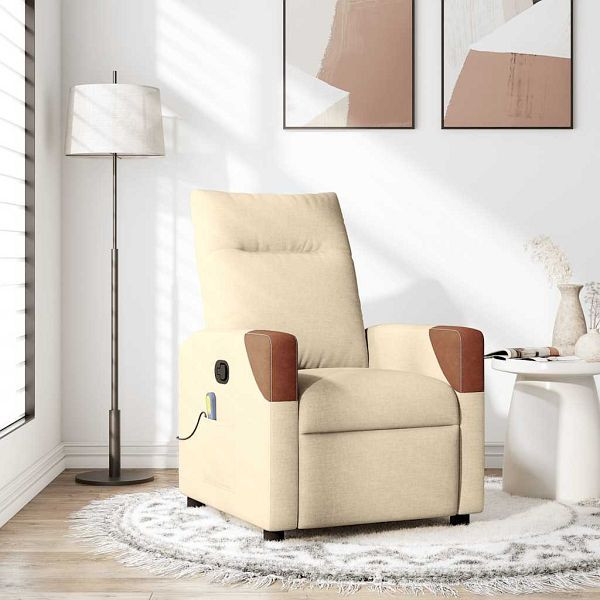 vidaXL Massagesessel Creme Stoff, 4104821, 8721158657657