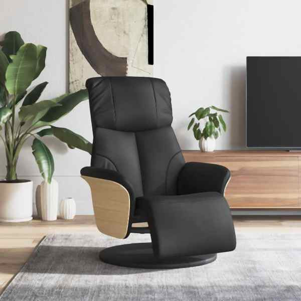 vidaXL Relaxsessel mit Fußteil Schwarz Kunstleder, 356629