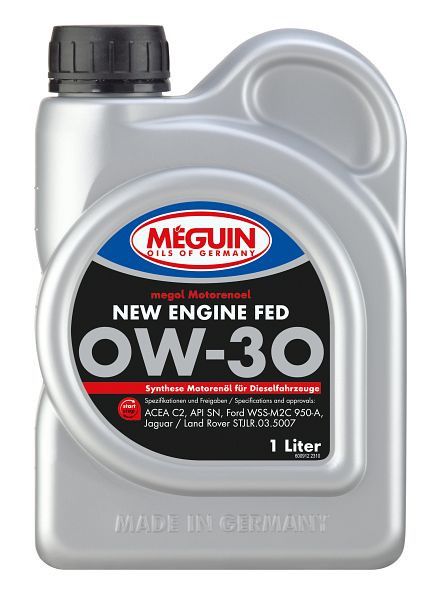 Meguin megol Motorenöl New Engine FED SAE 0W-30, Kanister Kunststoff, VE: 1 Liter, 33015