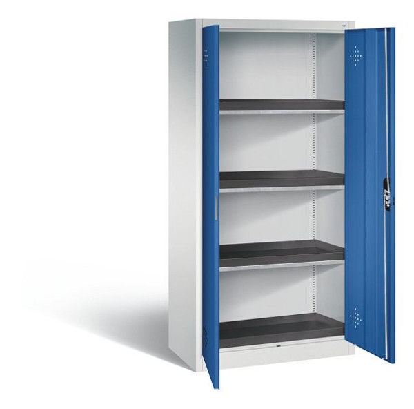 C+P Umweltschrank Acurado, H1950xB930xT500mm, Farbe: Lichtgrau / Enzianblau, Muldengriff, 8921-316 S10127
