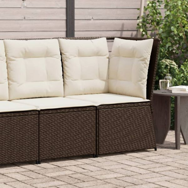 vidaXL Garten-Ecksofa mit Kissen Braun Poly Rattan, 368983