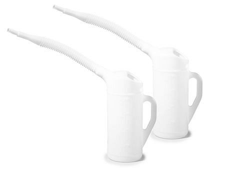 DENIOS Messkanne aus Polyethylen (PE), 2,0 Liter, flexibler Auslauf, skaliert, VE: 2 Stück, 255917