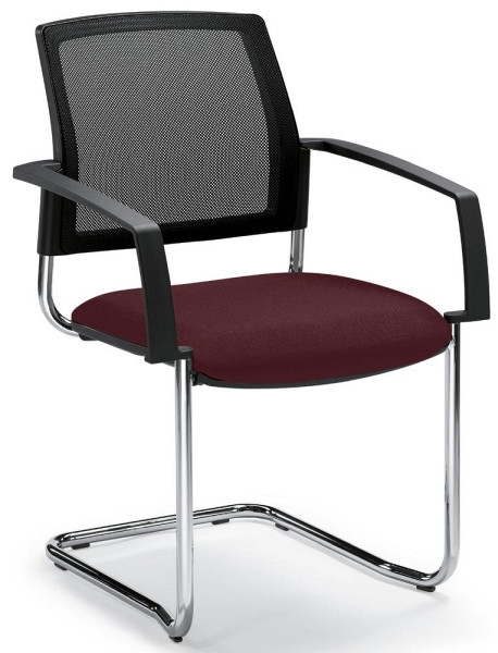 Deskin Besucherstuhl VALERA S, Bordeaux, 630 x 630 x 940 mm, Gestell: Verchromt, Rücken mit Netz schwarz, Sitz mit Polster, VE: 2 Stück, 279001