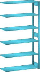LISTA Anbauregal L1006 (BxTxH) 1300x500x2500mm 160kg, Regalstützenpaar inklusive 3 Tiefenstreben, Farbe: Lichtblau, 50.233.010