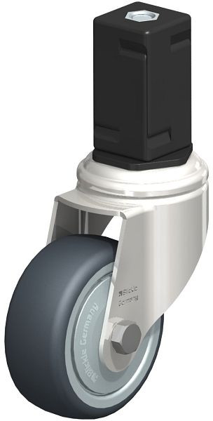 Blickle LKRXA-TPA 80KD-11-FK-EXV17 Edelstahl-Apparate-Lenkrolle mit Expander, Thermoplastisches Gummi-Elastomer, Grau, 853147