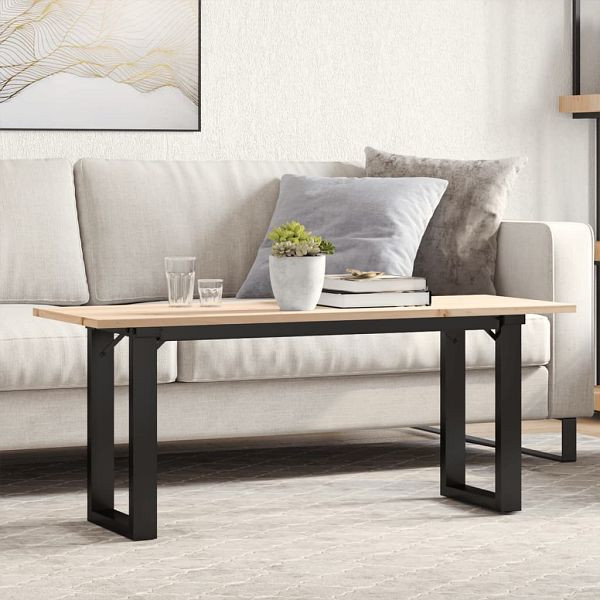 vidaXL Couchtisch O-Gestell 110x40x45 cm Massivholz Kiefer & Gusseisen, 3282667