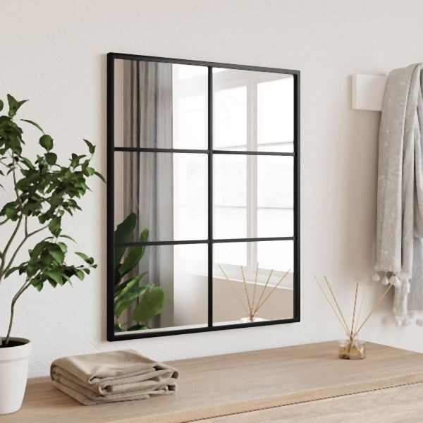 vidaXL Wandspiegel Schwarz 50x60 cm Rechteckig Eisen, 358647