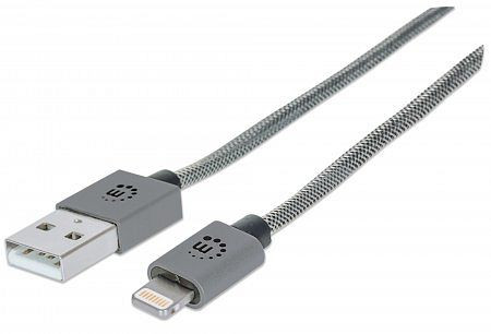 MANHATTAN iLynk Lightning auf USB Kabel für iPad/iPhone/iPod, Space Grau, 394345