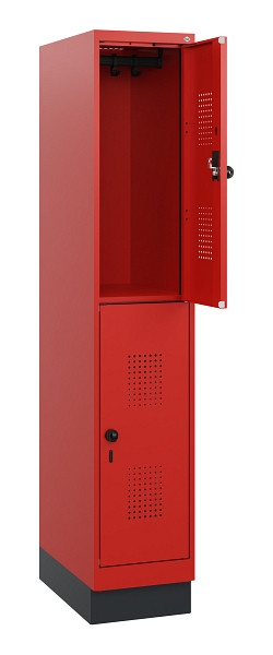 C+P Doppelstöckiger Spind Evolo PLUS, Sockel, 2 Fächer, 1630x300x500mm, 3020/302, Drehriegel, 0493205-10 S10034