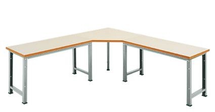 Manuflex Fünfeck-Verkettungselement PROFI mit Kunststoffplatte, für Tischtiefe = 700 mm, Lichtgrau, WP1419.7035