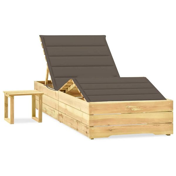 vidaXL Garten-Sonnenliege mit Tisch und Auflage Kiefer Imprägniert, 3065962