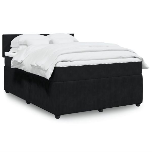 vidaXL Boxspringbett mit Matratze Schwarz 140x190 cm Samt, 3290030