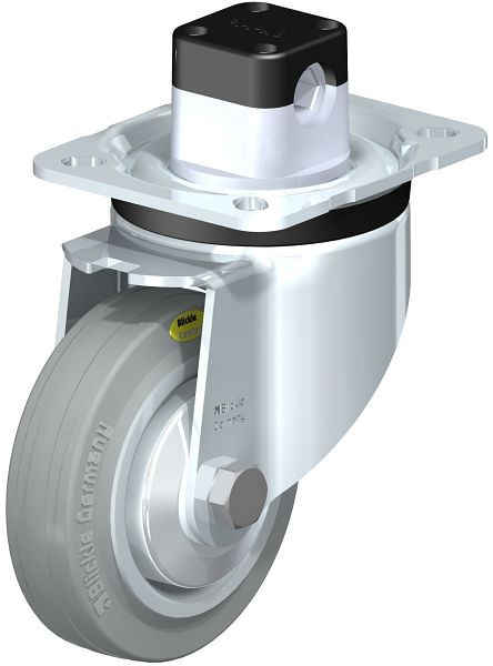 Blickle LK-RD 100R-1-CS11-VLI-FA Stahlblech-Lenkrolle, schwere Ausführung, mit Anschraubplatte & Zentralfeststeller, Zweikomponenten-Vollgummi, 850017
