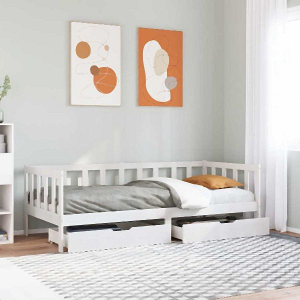 vidaXL Tagesbett mit Schubladen Weiß 80x200 cm Kiefernholz, 3302076