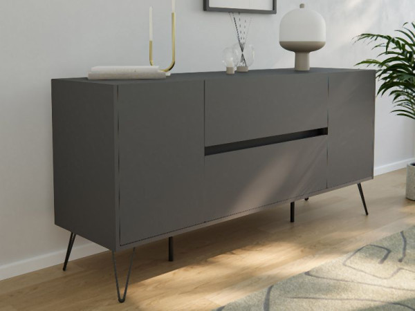 Posseik Sideboard Industrial G 155cm 2 Schubladen 2 Türen Grafit, PN2084X0000003DE